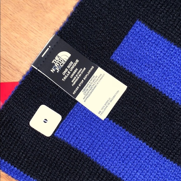 NWT The North Face Logo Scarf - Black/ Blue - Picture 10 of 13